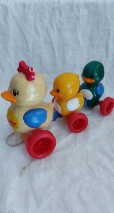 tomy/heros - Brinquedo Pull ducks 1995/Pull wood 1952 vintage
