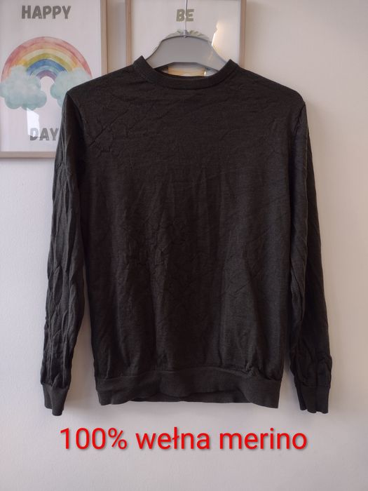 Męski sweter Lindbergh r.M ciemna zieleń wełna merino