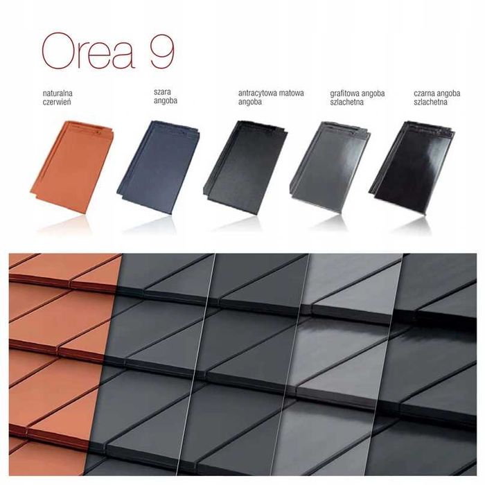 OREA 9 Angoba Szlachetna CZARNY dachówka płaska ceramiczna