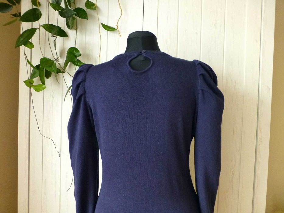 Zara granatowa dzianinowa sukienka S M