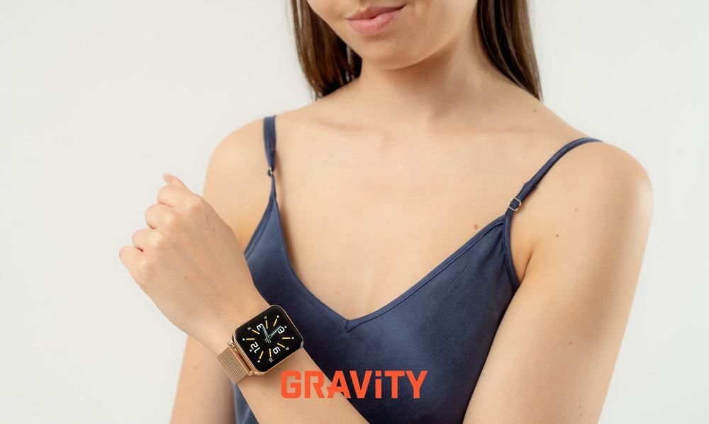 smartwatch gravity różowe złoto czarny 2 paski gt17-5