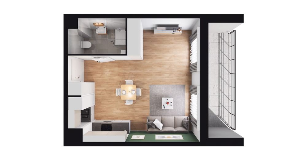 1-pokojowe mieszkanie 32m2 + loggia Bezpośrednio