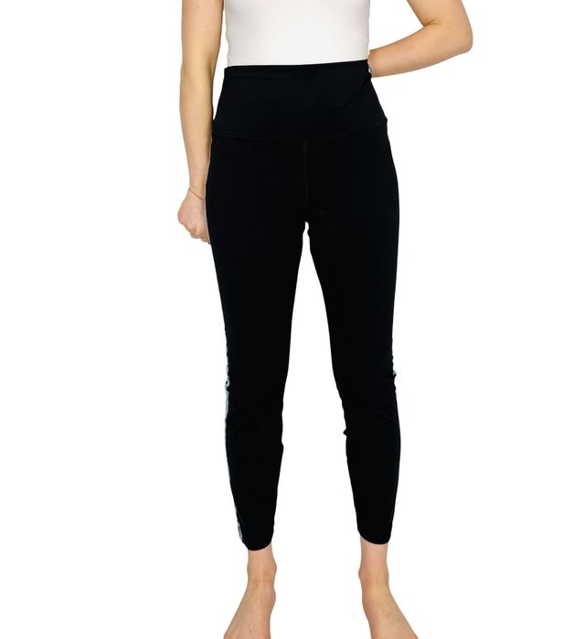 Czarne legginsy z lampasem i wysokim stanem L 40