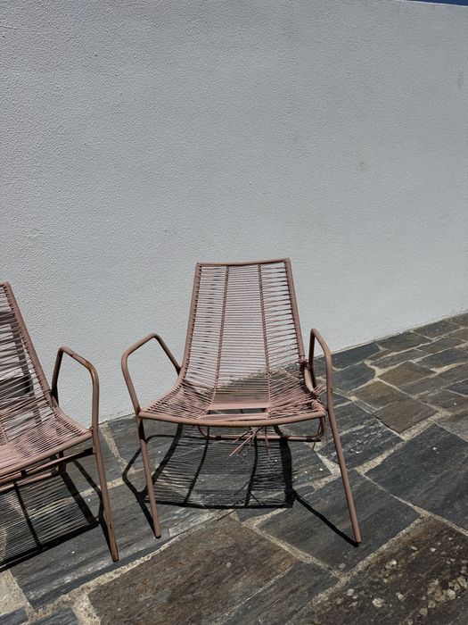 Conjunto cadeiras em corda jardim