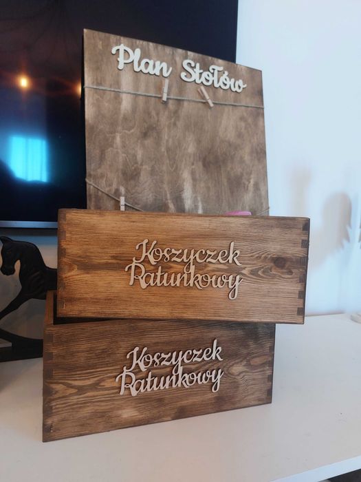 Koszyczki Ratunkowe boho rustykalne drewno