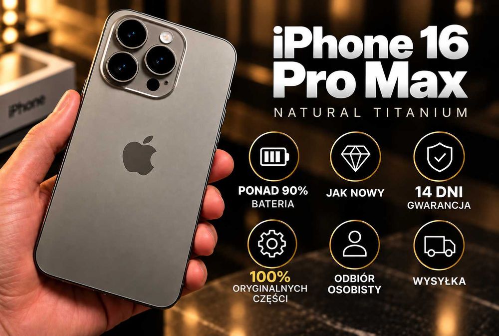 JAK NOWY | iPhone 16 Pro Max 256 - kondycja baterii: 94% | real foto | + gwarancja | odbiór osobisty | wysyłka