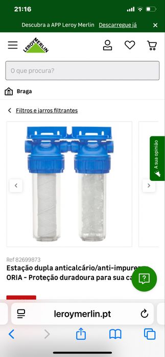 Filtro agua, 1 duplos 68 euros e 5 individuais 28 euros cada