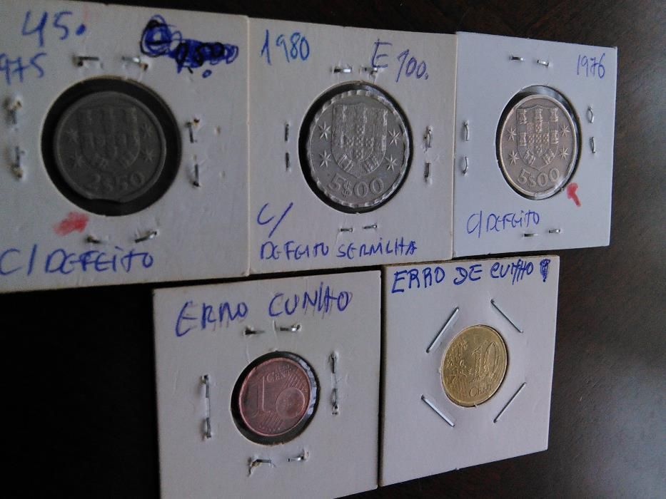Moedas com eixo deslocado/defeito de cunhagem/erros de cunho (são 21)*