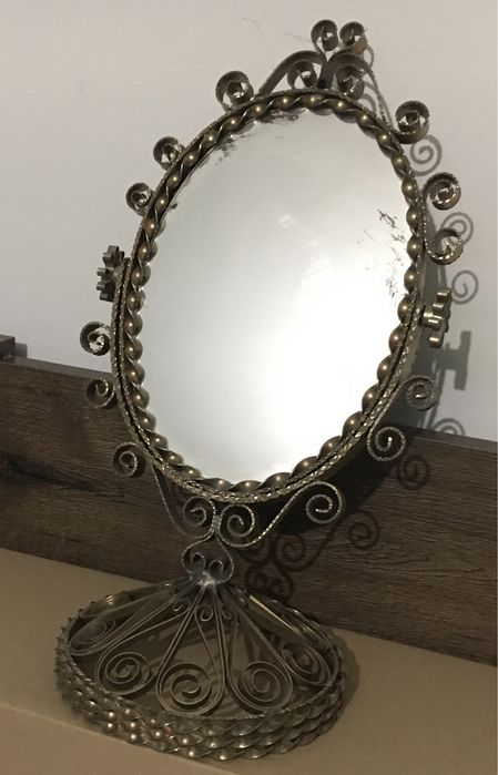 Stare lusterko PRL masywne Styl Filigran