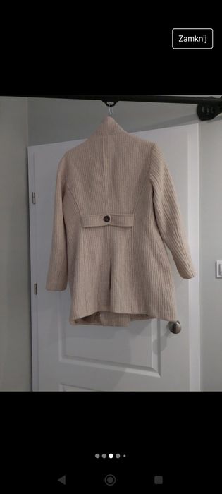 Jasny, kremowy, wełniany płaszcz Esprit. 40. Wool.