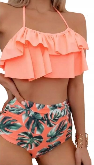 Strój Kąpielowy Z Wyjmowanymi Wkładkami Bikini Wysoki Stan Majtek / Xl