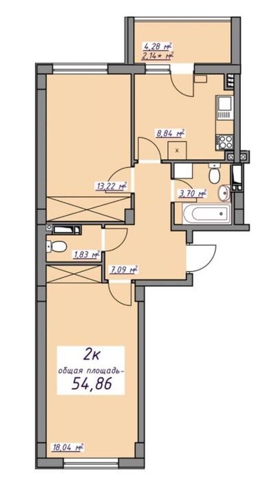 Продам 2х комнатную квартиру ЖК 7 Небо/газовый котел/балкон/Авангард
