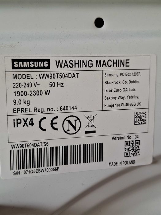 Drzwiczki | Bęben | Obudowa SAMSUNG EcoBubble WW90T504DAT 9kg 1400obr, na części