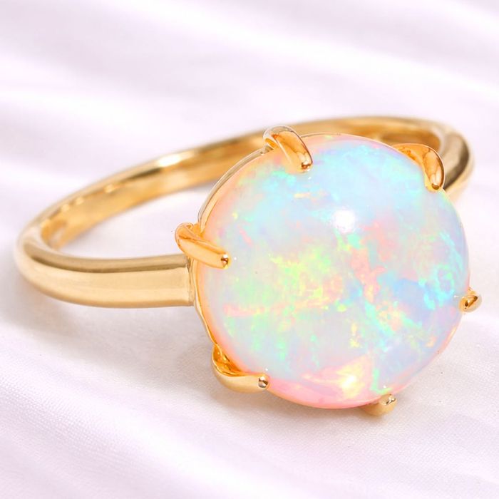 Złoty pierścionek z pięknym opalem magiczny 14K
