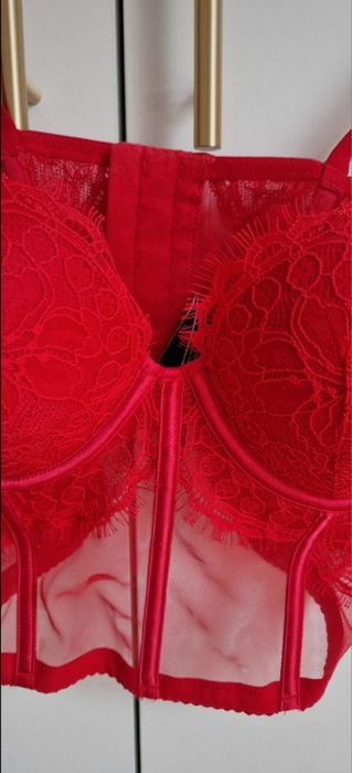 Top gorset koronkowy push up z cyrkoniami Victoria's Secret