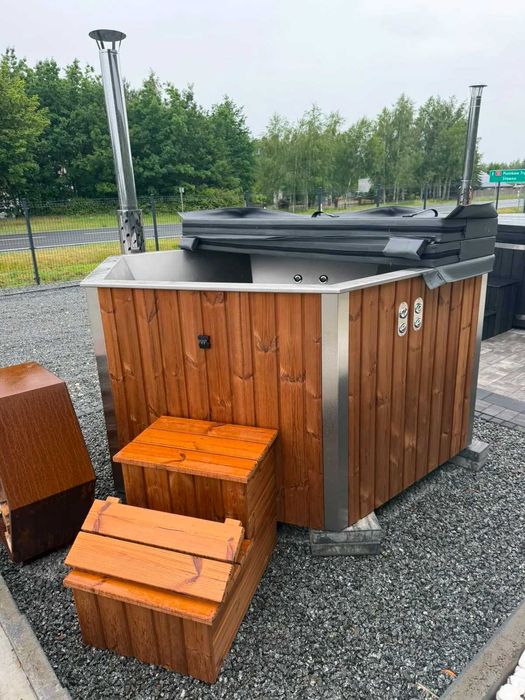 Balia ogrodowa sześciokąt Hydromasaż + Aeromasaż stal nierdzewna