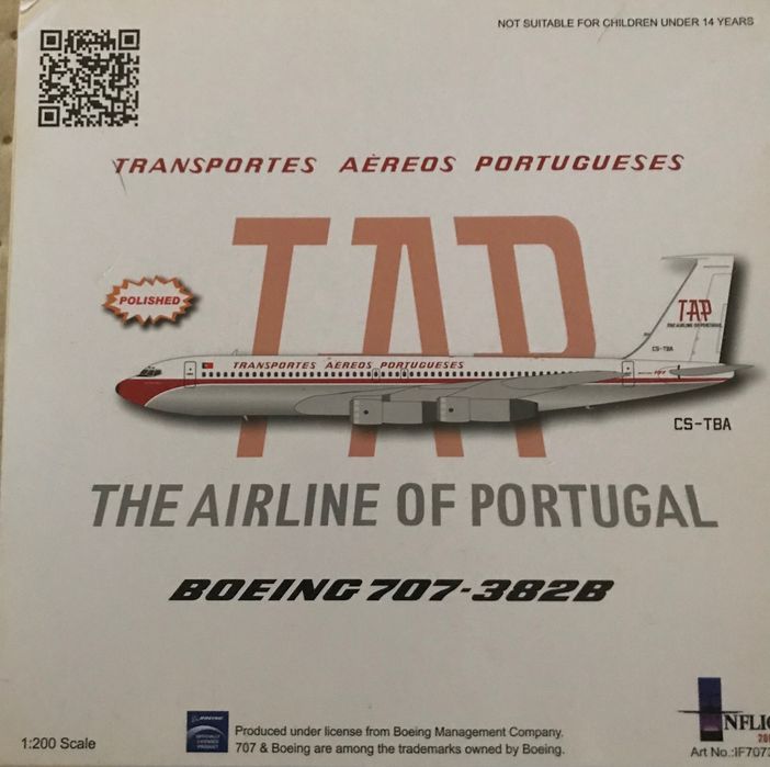 TAP air Portugal Boeing 707-300 1/200 super raro de encontrar da marca inflight 200