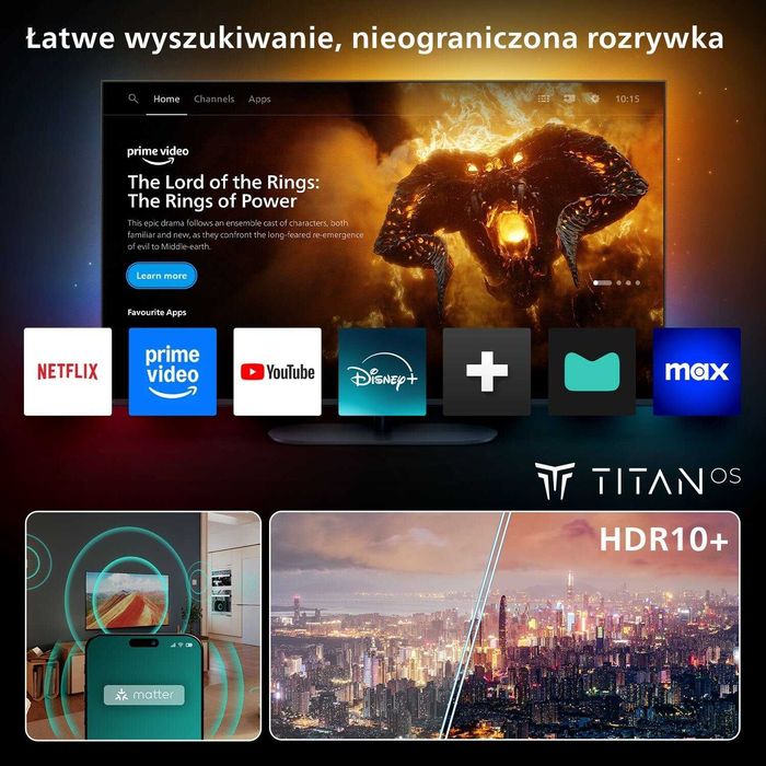 Nowy QLED Philips 65 cali 4K UHD hdr Smart WIFI DVB-T2 65PUS7810 gwarancja 24m telewizor