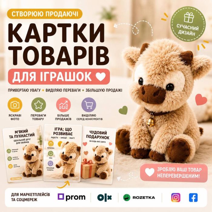 Картки товарів для іграшок | Prom | OLX | Rozetka | Інфографіка