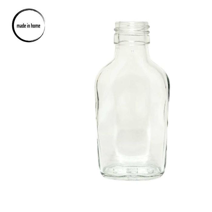 10szt. Butelka piersiówka 100ml + zakrętki CZARNE fi 28/18