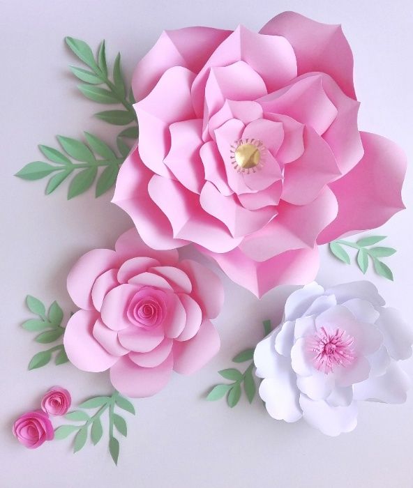 Flores de papel para decoração de festas e topos de bolo