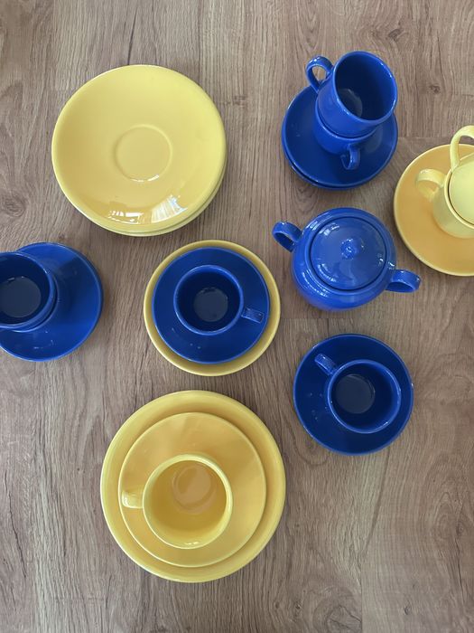 Serviços de chá e café Vista Alegre - Porcelana Azul e Amarela