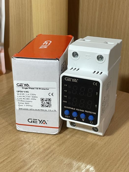 Реле напруги Geya 63A GPS6-VA5, захист мережі. Аналог Zubr, напруга