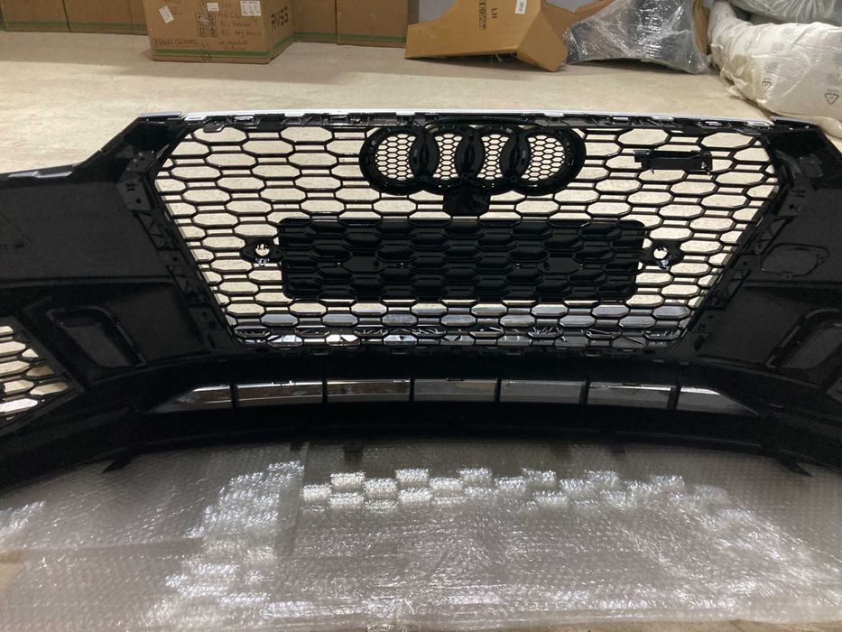 Передний бампер на Audi A4 B9 2015-2019год. (в стиле RS4 Под радары)V4