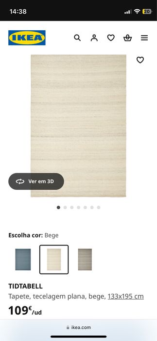 IKEA TIDTABELL 133x195 cm , 100% lã, tecelagem plana, bege