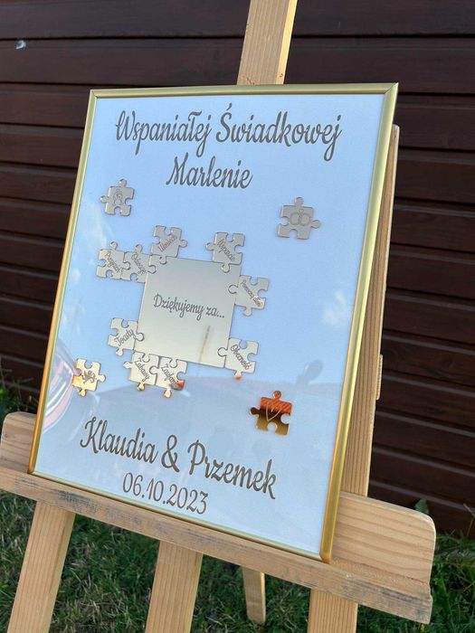 Podziękowania dla świadków - ramka plexi złote lustro