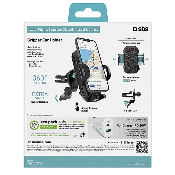 Uchwyt na smartfona SBS TEHWSUPCLIPSTG na kratkę nawiewu, ze wzmocnion