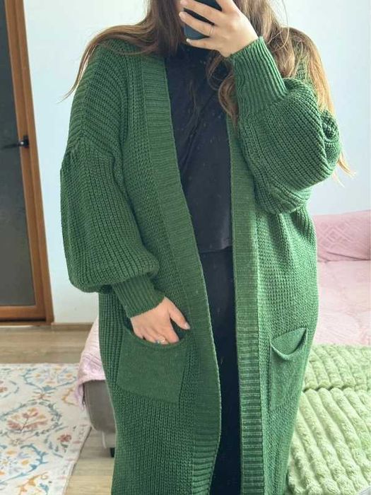 sweter zielony kardigan