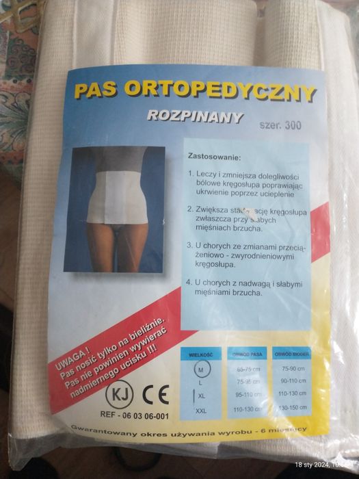 Pas ortopedyczny rozpinany rozmiar M nowy