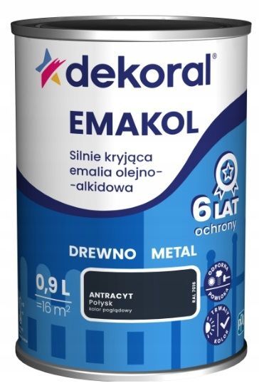 Dekoral Emakol Strong 0,9l Antracyt połysk emalia Olejno  Alkidowa