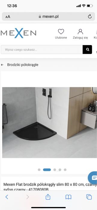 Brodzik 80x80 czarny, MEXEN