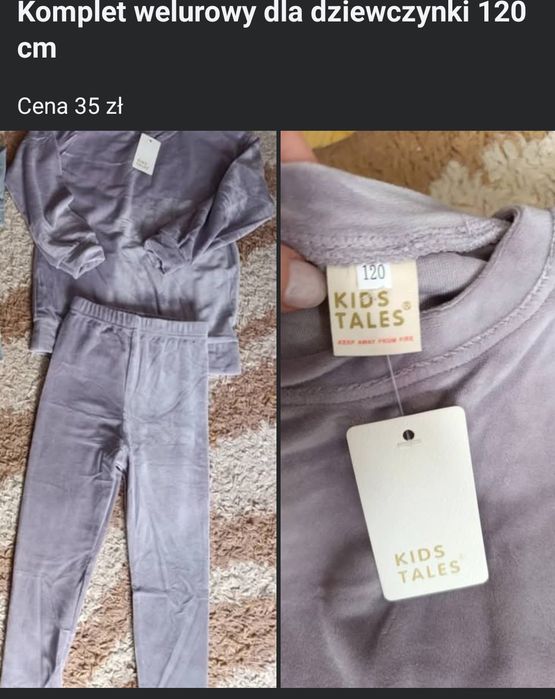 Komplet welurowy dziewczęcy