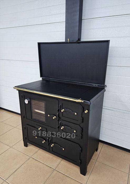 Fogão Lenha NOVOS - Forno INOX Porta Vidro - Estilo Rústico - Fabricado em Portugal