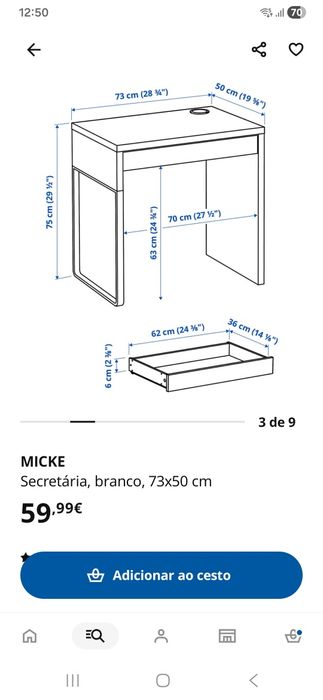 Secretária branca como nova