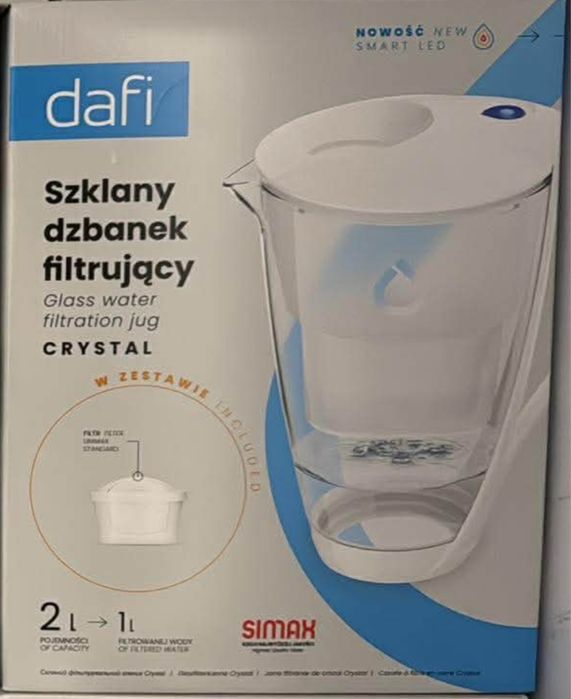 Szklany dzbanek filtrujący Dafi Crystal Smart LED biały