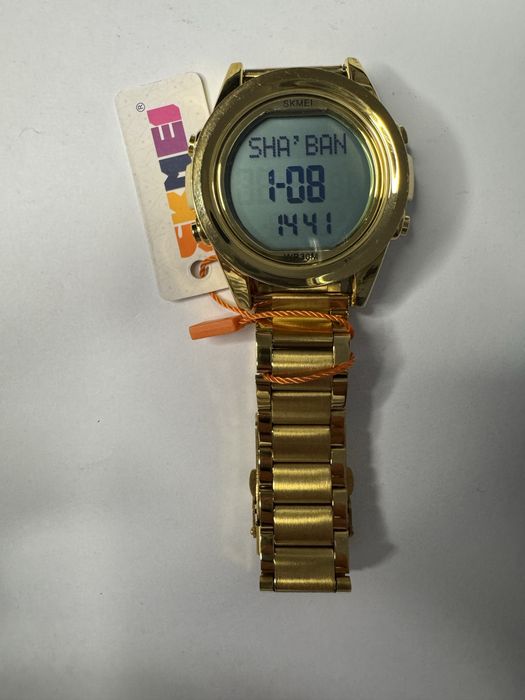 NOWY SKMEI 1667 męski cyfrowy zegarek złoty zegarki elektroniczne