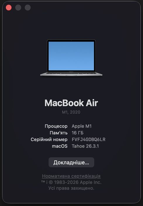 Macbook air M1, 16 GB
