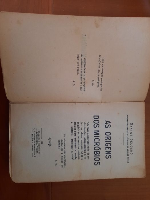 Livro As origens dos Micróbios de Santos Delgado 1934