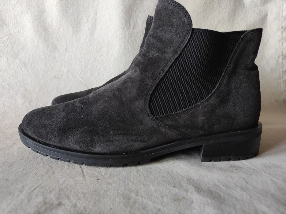 Gabor czarne botki sztyblety ze skóry zamszowej 40/26 cm