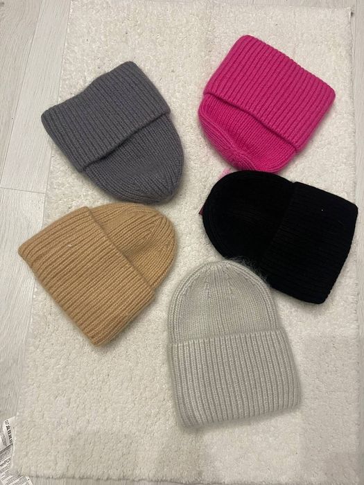 Тепла в’язана шапка ангора 60% з підкладкою, подвійна.  Жіноча шапка