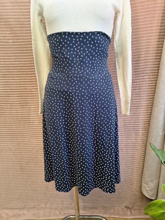 Niebieska spódnica z wiskozy szeroki pas r. XL 42