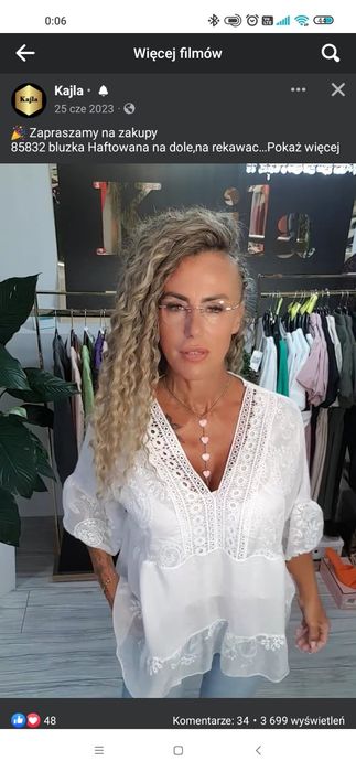 Nowa  haftowana Boho bluzka tunika koronkowa narzutka mgiełka Uni