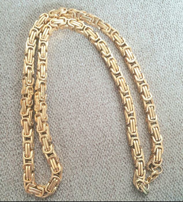 Gruby łańcuszek męski splot królewski stal  135 gram  60 cm