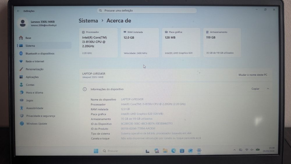 Portátil Lenovo Ideapad 330S (14") - i3 8ª Gen / 12GB RAM / 128GB