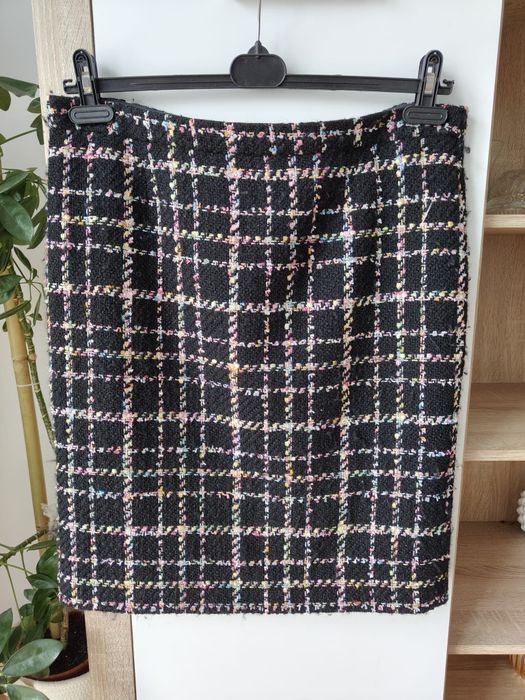 Moschino BOUTIQUE Spódnica wełniana w kratę virgin wool 44