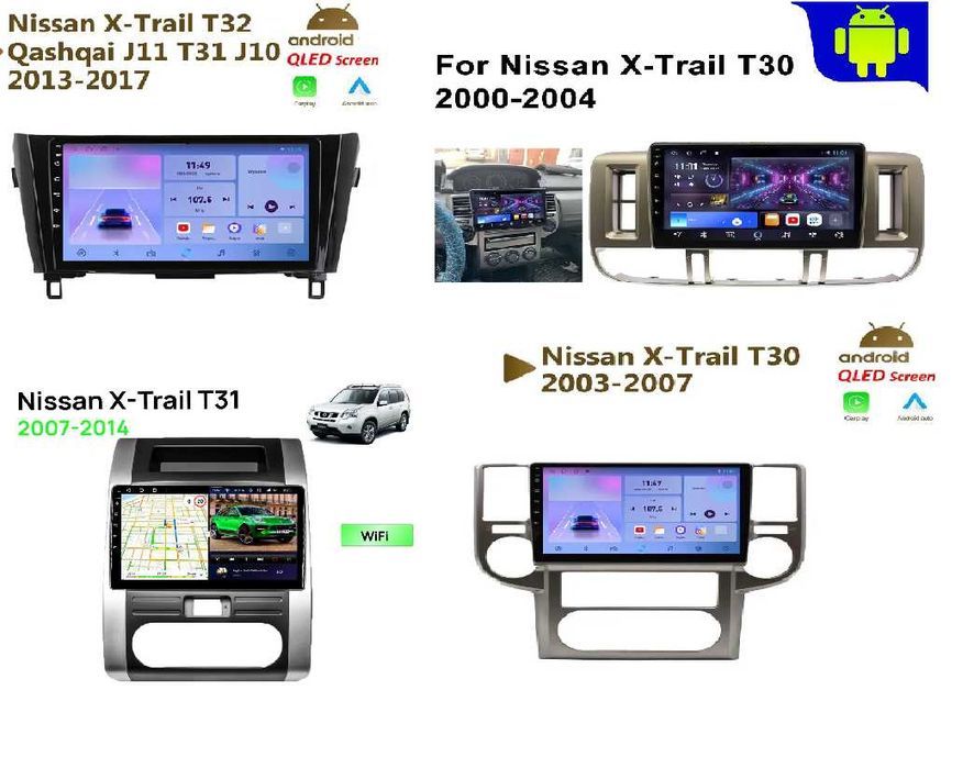 Штатна магнітола Nissan X-Trail T30 T31 T32 Android 14 CarPlay GPS